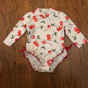 Jessica Simpson cherry long sleeve rashguard swimsuit